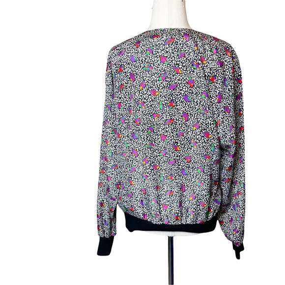 Vintage 80s New Wave Rainbow Prism Notebook Print Top - Picture 2 of 6